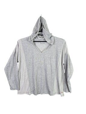 Womens Livi Gray Hooded V-Neck Top Long Sleeve Polyester Blend Size 18/20